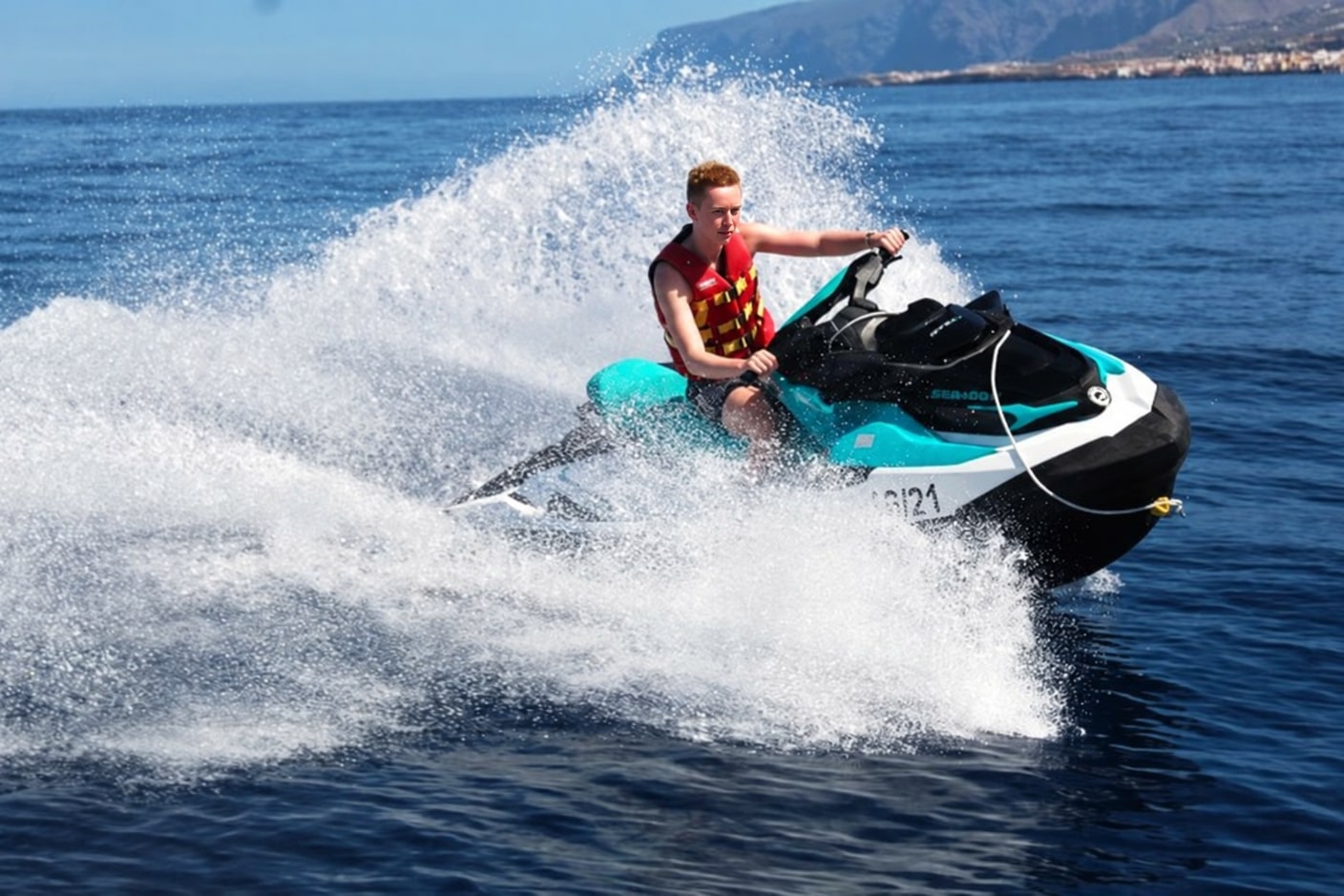 Jet skis sailing off the coast of Tenerife